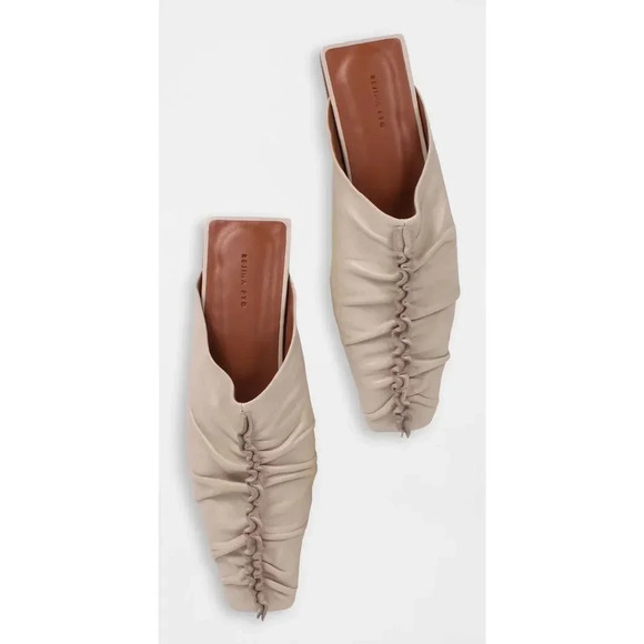 Rejina Pyo George Cream Ruching Ruffles Mules Size 7 - Picture 1 of 7